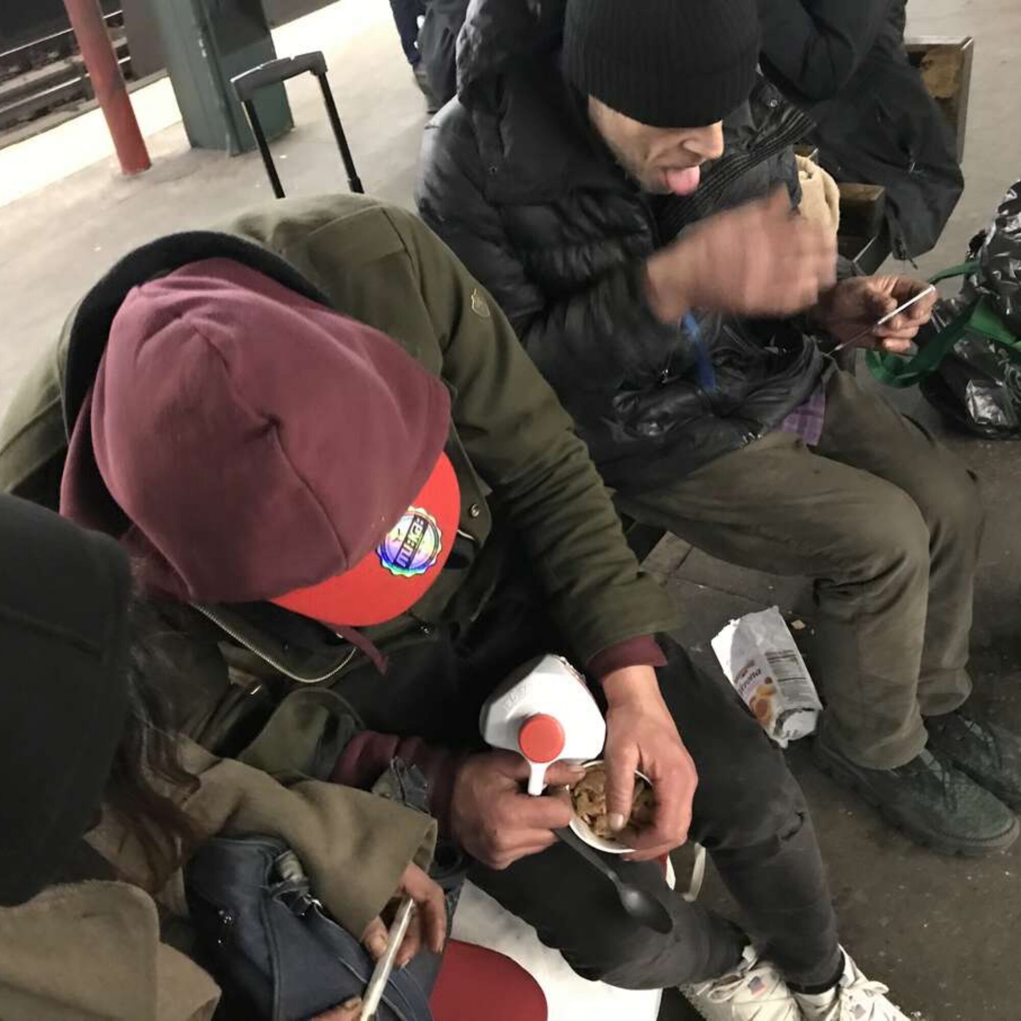 Finding a used syringe at my building for the first time. Also, people injecting on the subway platform.