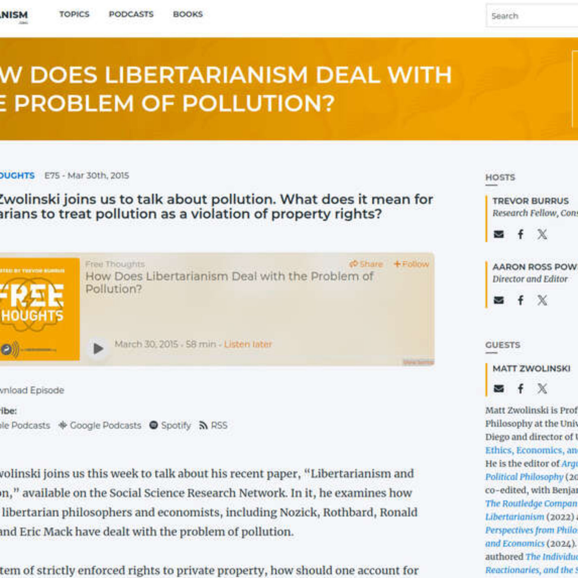 Libertarians confused on pollution, sacrificing their core values. At the root: lack of hands-on practical experience.