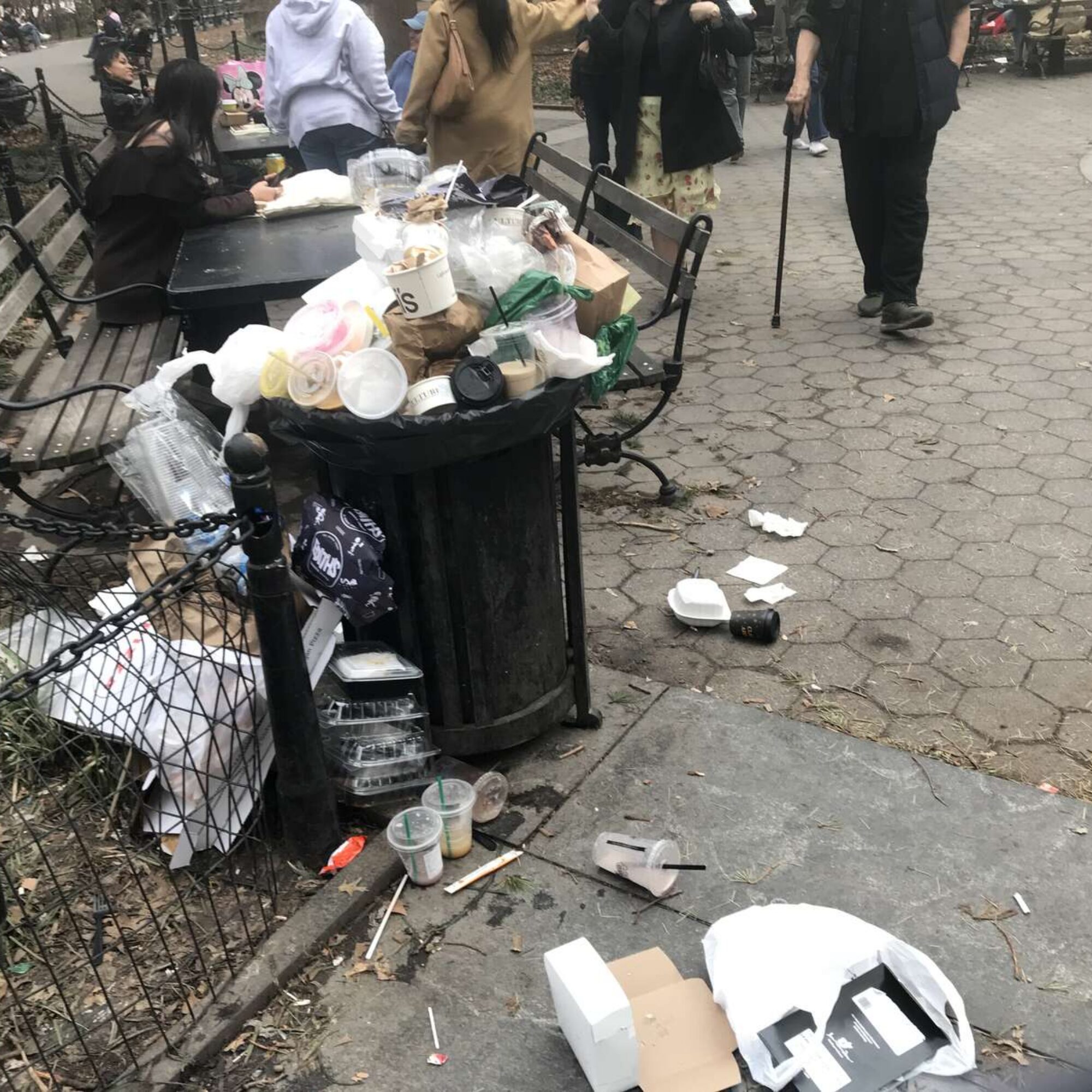The first warm day of the year means overflowing doof garbage, of course
