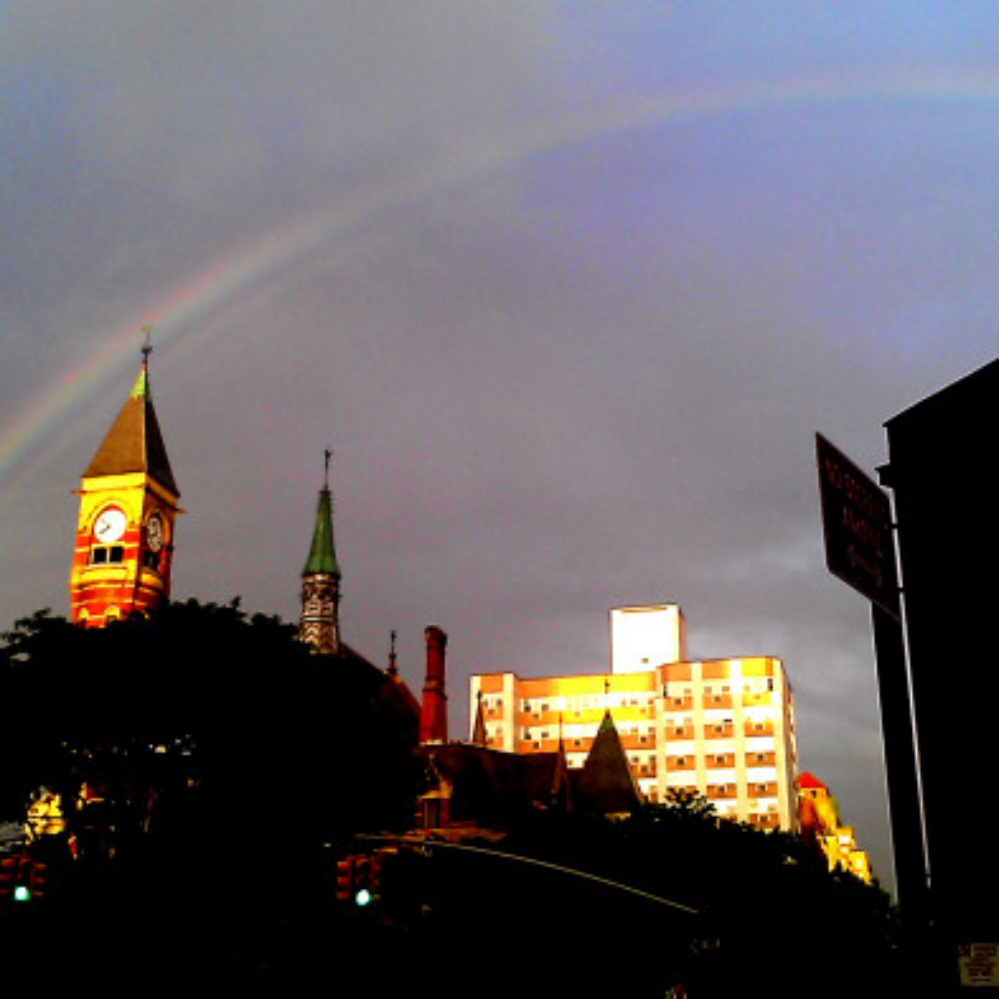 A giant rainbow over Greenwich Village